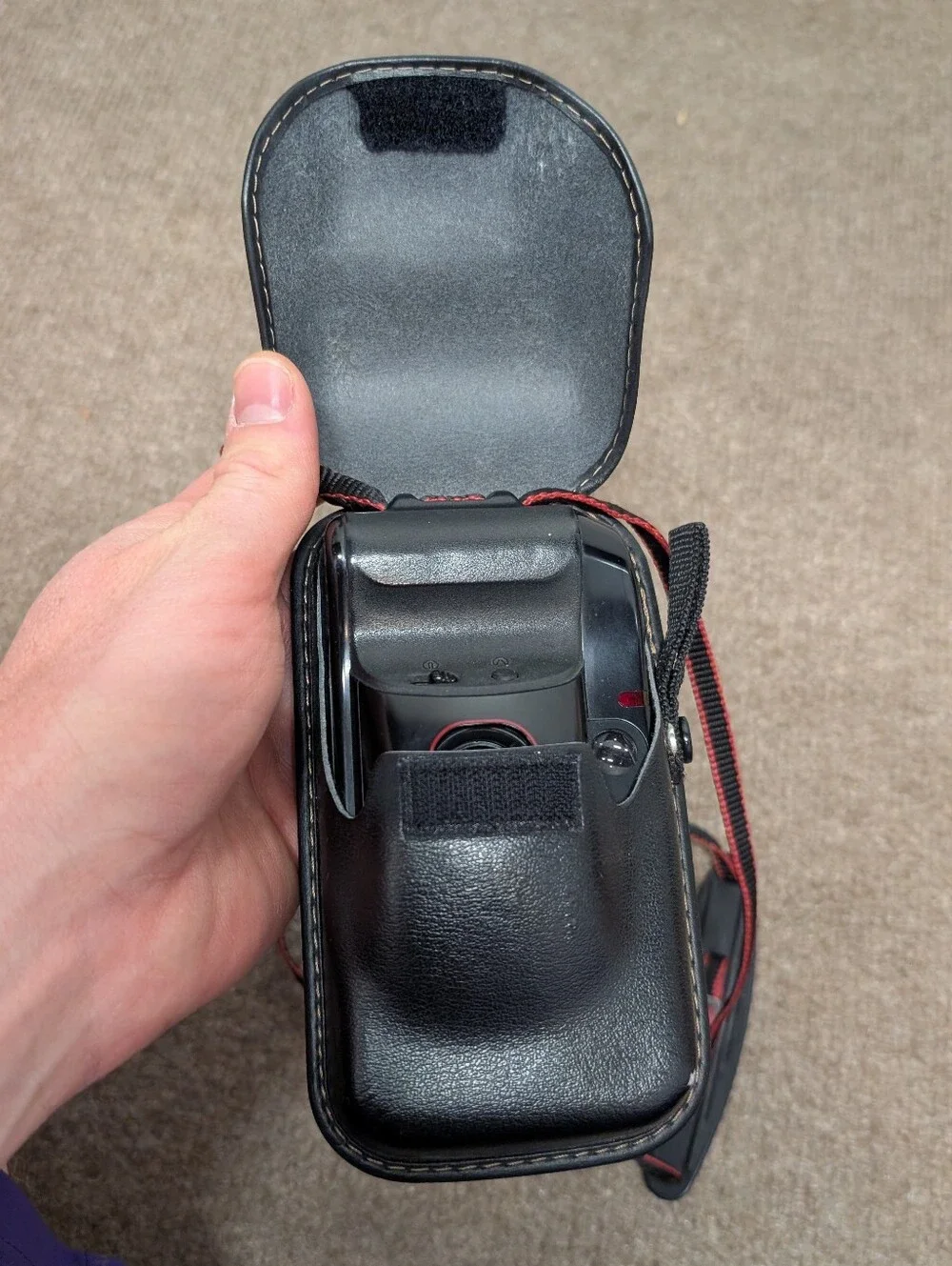 Vintage CANON Sure Shot Supreme Black Camera Case with Case and Shoulder Strap